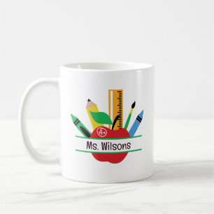 Personalisierter Lehrername Apfel Klassenzimmer Kaffeetasse