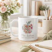 Personalisierter Lehrername Floral Apple Kaffeetasse