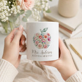 Personalisierter Lehrername Floral Apple Kaffeetasse