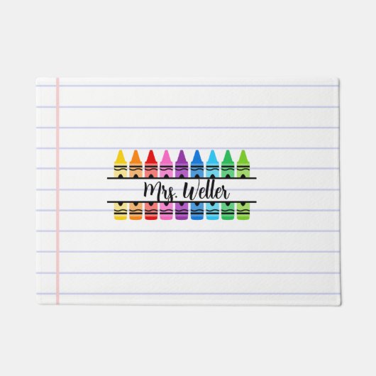 Personalisierter Lehrername Regenbogenstift Fußmatte (Vorderseite)
