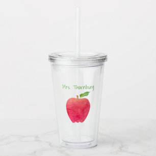 Personalisierter Lehrerroter Watercolor Apple Acryltrinkbecher