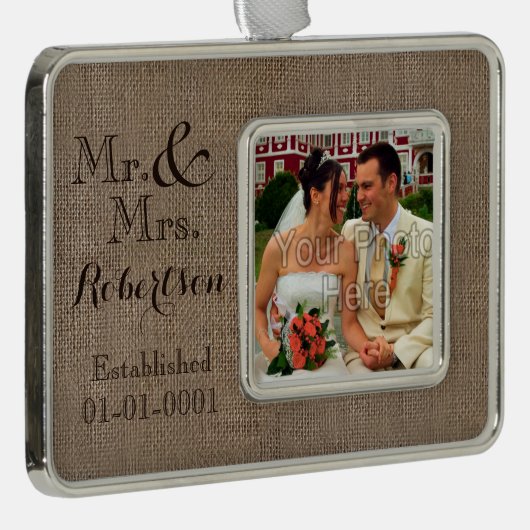 Personalisierter Leinwand-Blick rustikales Rahmen-Ornament Silber (Rechts)