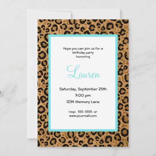 Personalisierter Leopard 30. Geburtstag Einladung (Vorderseite)