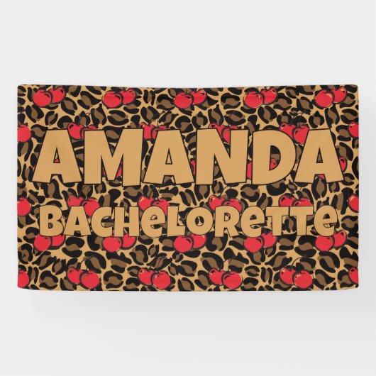 Personalisierter Leopard Cherries Junggeselinnen-A Banner (Horizontal)