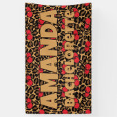 Personalisierter Leopard Cherries Junggeselinnen-A Banner (Vertikal)