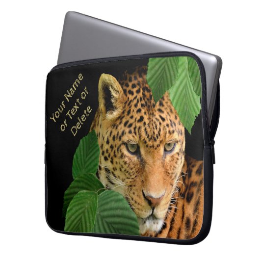 Personalisierter Leopard-Fall mit IHREM TEXT Laptopschutzhülle (Vorderseite Links)