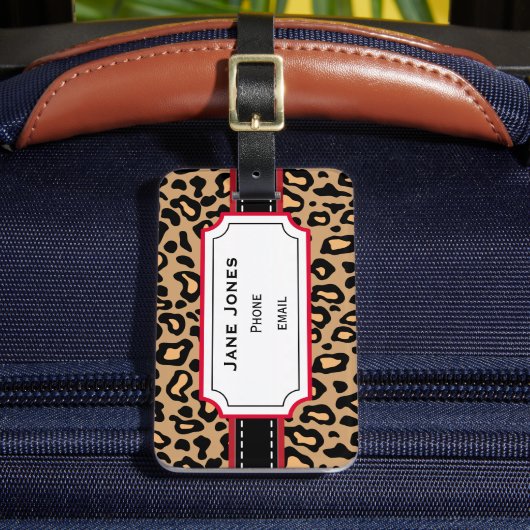 Personalisierter Leopard-Gepäcktag Gepäckanhänger (Vorderseite Insitu 2)