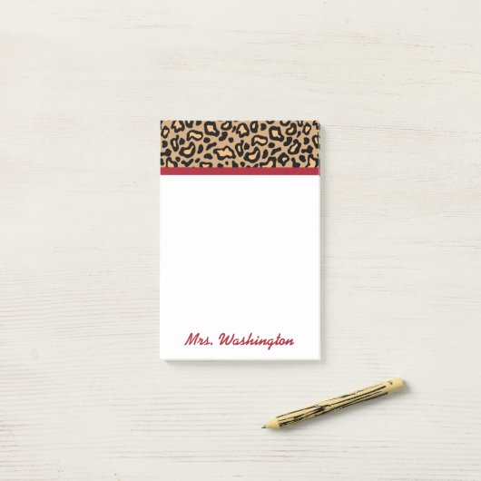 Personalisierter Leopard Lehrer's Post It Notes Gi Post-it Klebezettel (Auf Schreibtisch)