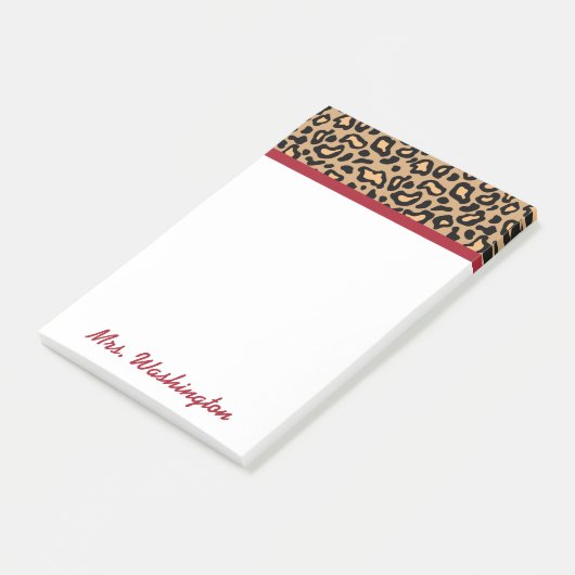 Personalisierter Leopard Lehrer's Post It Notes Gi Post-it Klebezettel (angewinkelt)