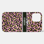 Personalisierter Leopard Pink Black Diamond Case-Mate iPhone Hülle (Rückseite (Horizontal))