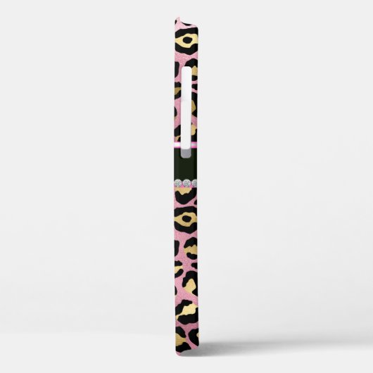 Personalisierter Leopard Pink Black Diamond Case-Mate iPhone Hülle (Rückseite / Links)