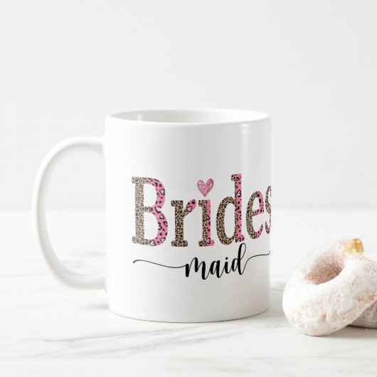 Personalisierter Leopard Print Bridesmaid-Geschenk Kaffeetasse (Mit Donut)