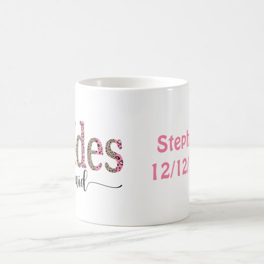 Personalisierter Leopard Print Bridesmaid-Geschenk Kaffeetasse (Mittel)