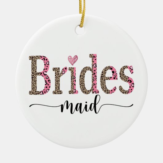 Personalisierter Leopard Print Bridesmaid-Geschenk Keramik Ornament (Vorne)