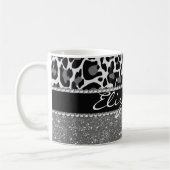 Personalisierter Leopard Print Glitzer Kaffeemasch Kaffeetasse (Links)