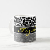 Personalisierter Leopard Print Glitzer Kaffeetasse (Vorderseite Links)