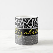 Personalisierter Leopard Print Glitzer Kaffeetasse (Mittel)
