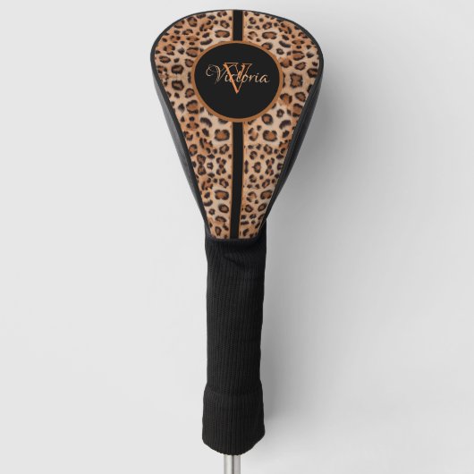 Personalisierter Leopard Print Golf Head Cover Headcover (Vorderseite)