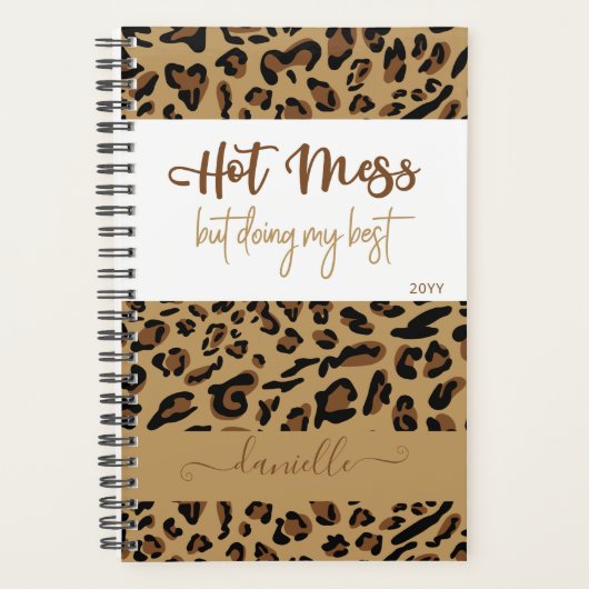 Personalisierter Leopard Print Hot Mess tun mein B Planer (Vorderseite)