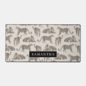 Personalisierter Leopard Print Individuelle Name Schreibtischunterlage (Vorderseite)