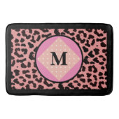 Personalisierter Leopard Print Polka Monogram Bath Badematte (Vorderseite)