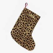 Personalisierter Leopard Print Strumpf Kleiner Weihnachtsstrumpf (Vorderansicht (hängend))