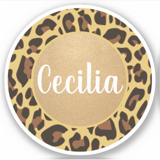 Personalisierter Leopard-Tierdruck Aufkleber (Vorderseite)