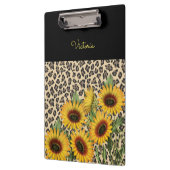 Personalisierter Leopard und Sonnenblumen Klemmbrett (Links)
