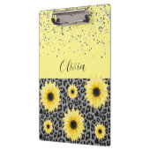 Personalisierter Leopard und Sonnenblumen Zwischen Klemmbrett (Links)