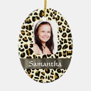 Personalisierter Leoparddruck Keramikornament