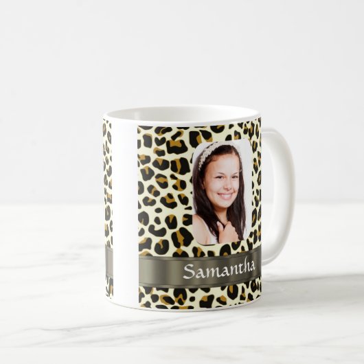 Personalisierter Leopardendruck Kaffeetasse (VorderseiteRechts)