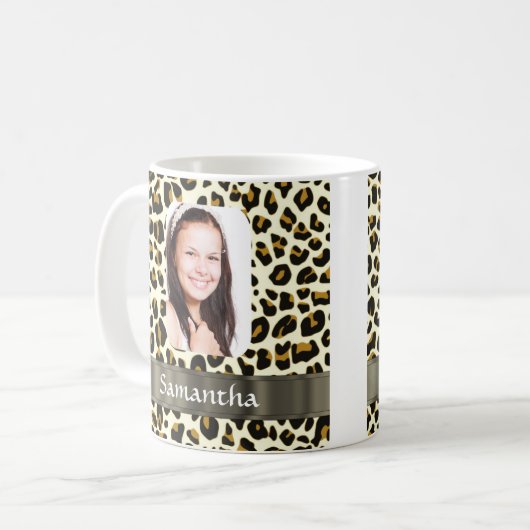 Personalisierter Leopardendruck Kaffeetasse (Vorderseite Links)