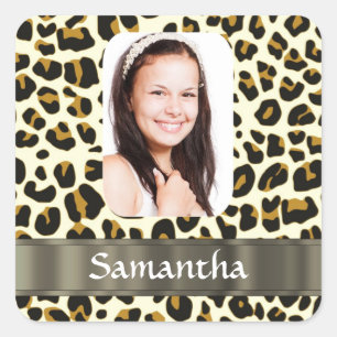Personalisierter Leopardendruck Quadratischer Aufkleber