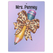 Personalisierter Leopardruckbogen und -stift Klemmbrett (Rückseite)