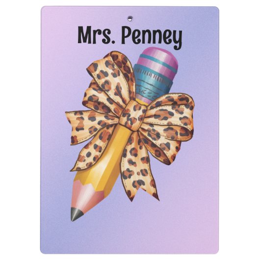 Personalisierter Leopardruckbogen und -stift Klemmbrett (Rückseite)