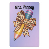 Personalisierter Leopardruckbogen und -stift Mini Klemmbrett (Rückseite)