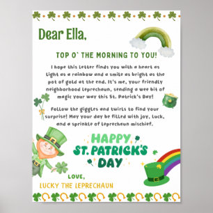 Personalisierter Leprechaun-Brief von St. Patrick Poster