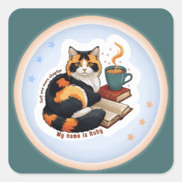 Personalisierter Leseaufkleber Calico-Katze Quadra Quadratischer Aufkleber