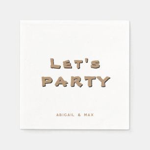 Personalisierter Let's Party Gold Cocktail Serviette