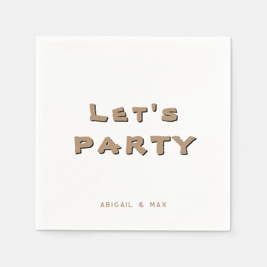 Personalisierter Let's Party Gold Cocktail Serviette (Vorderseite)