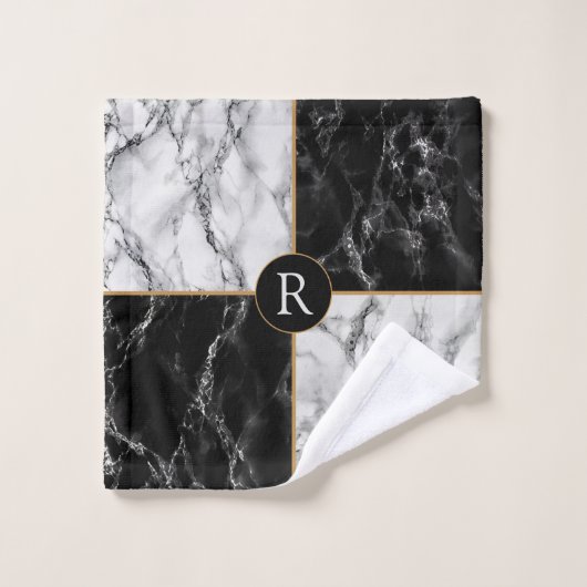 Personalisierter Letter Bath Handtücher Schwarz-we (Waschlappen)