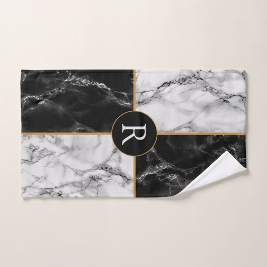 Personalisierter Letter Bath Handtücher Schwarz-we (Handtuch)