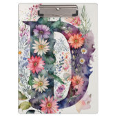 Personalisierter Letter D Floral Watercolor-Lehrer Klemmbrett (Vorderseite)