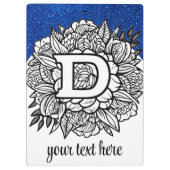 Personalisierter Letter D Glitzer Floral Tattoo Sc Klemmbrett (Rückseite)