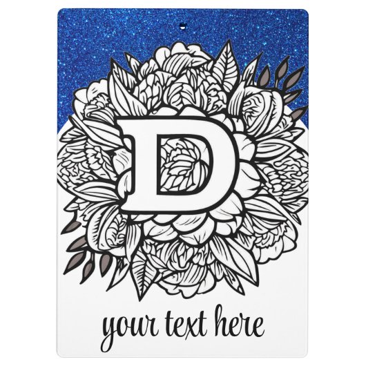 Personalisierter Letter D Glitzer Floral Tattoo Sc Klemmbrett (Rückseite)