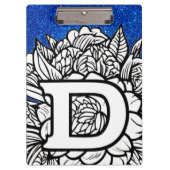 Personalisierter Letter D Glitzer Floral Tattoo Sc Klemmbrett (Vorderseite)