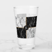 Personalisierter Letter Glass Schwarz-weiß Marmor Glas (Rückseite)
