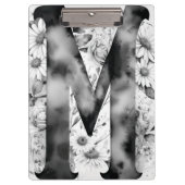 Personalisierter Letter M Floral Watercolor Lehrer Klemmbrett (Vorderseite)