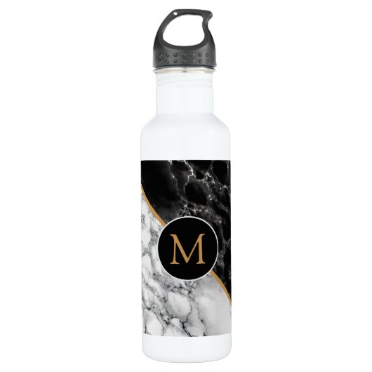 Personalisierter Letter Marmor Design Wasserflasch Edelstahlflasche (Vorderseite)