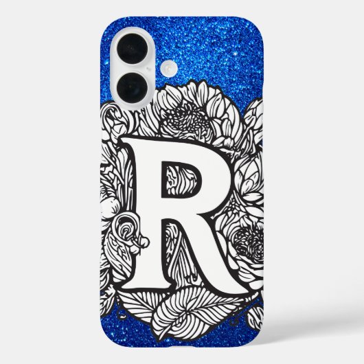 Personalisierter Letter R Eleganter Glitzer Case-Mate iPhone Hülle (Rückseite)